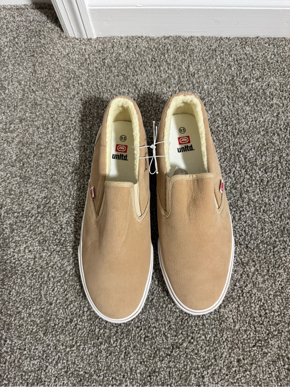 Ecko Unlimited Men’s Slip-On Loafers in Light Brown and White